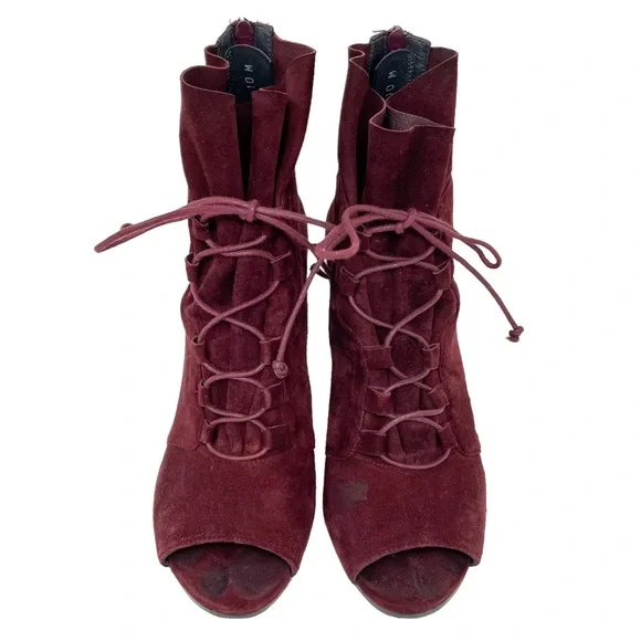 Stuart Weitzman Bound Lace-Up Peep Toe Bootie Women’s 10 - Picture 6 of 11